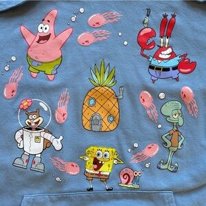 Nickelodeon Spongbob Blue Hoodie with Graphic Print XL